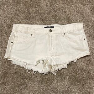 White Distressed Denim Shorts